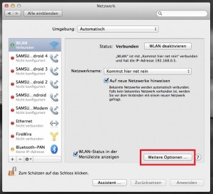 mac netzwerk weitere optionen